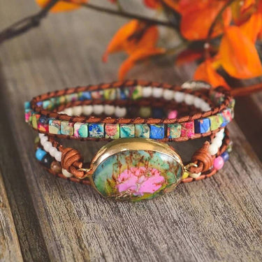 Natural Retro Jasper Chakra Wrap Bracelet-Your Soul Place
